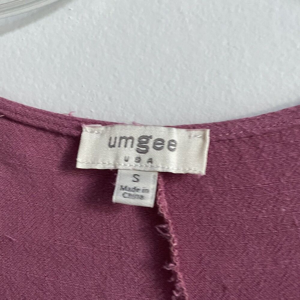 Umgee Size S Mauve Pink Tie Dye Frayed Short Sleeve Linen Blend Tunic Dress - Picture 3 of 6